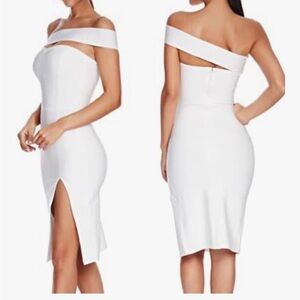 White one shoulder bandage dress